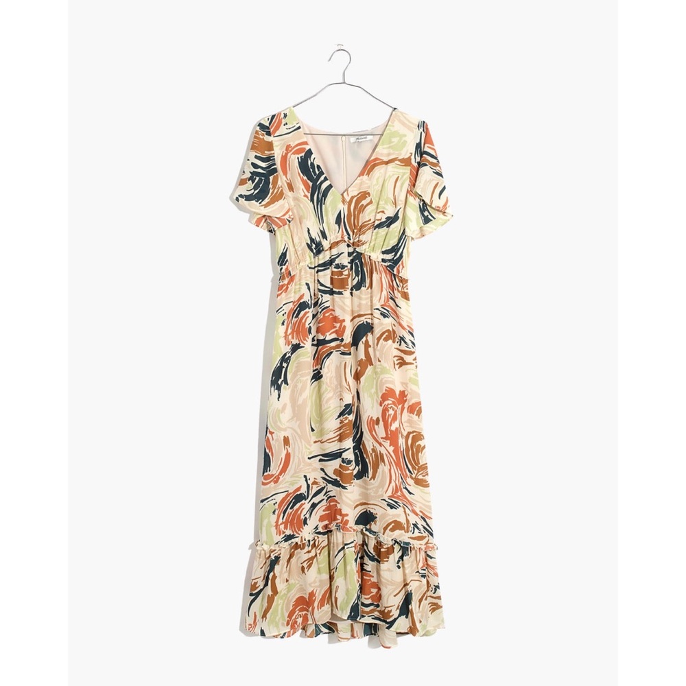 NWOT Madewell Flutter-Sleeve Ruffle-Waist Dress